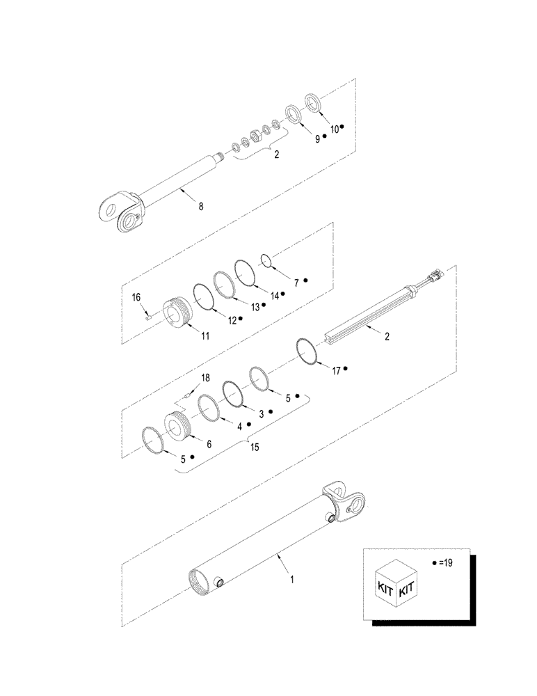 Схема запчастей Case IH STX275 - (05-11) - CYLINDER ASSY - ARTICULATION, WITH SENSOR (05) - STEERING
