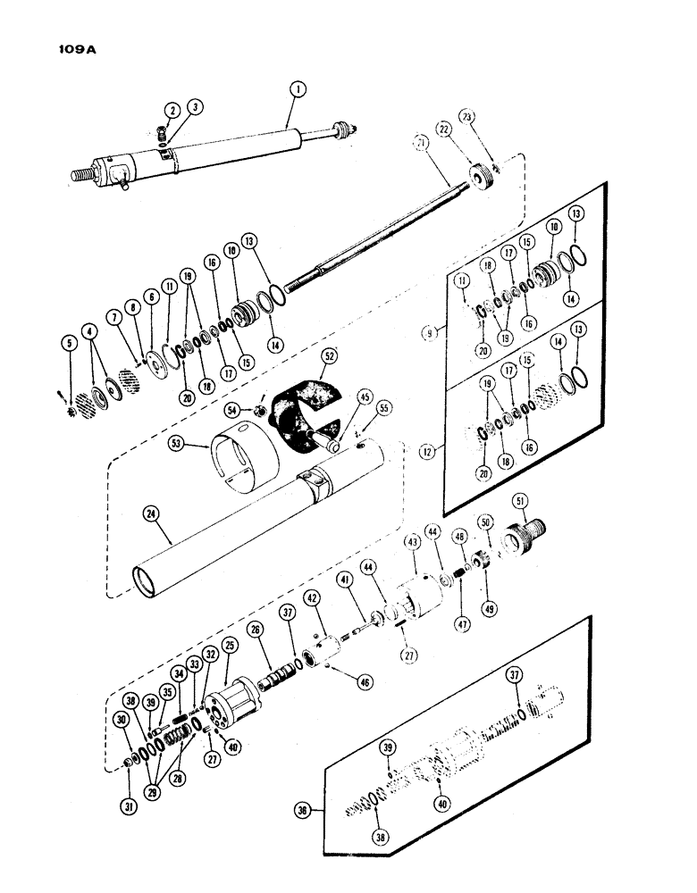 Схема запчастей Case IH 730 SERIES - (109A) - A34791 POWER STEERING CYLINDER, 4 WHEEL, WESTERN, 730 GROVE, 1ST USED TRAC. S/N 8289220 (05) - STEERING