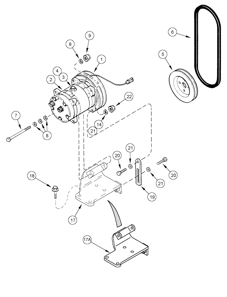 Схема запчастей Case IH CPX610 - (09E-20) - AIR CONDITIONING SYSTEM - COMPRESSOR MOUNTING AND DRIVE (10) - CAB & AIR CONDITIONING