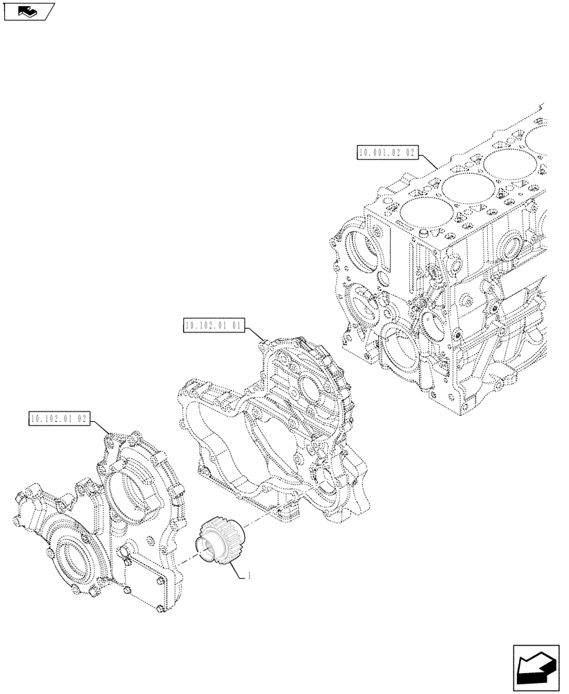 Схема запчастей Case IH FARMALL 75A - (10.102.02[02]) - GEAR - PTO (10) - ENGINE