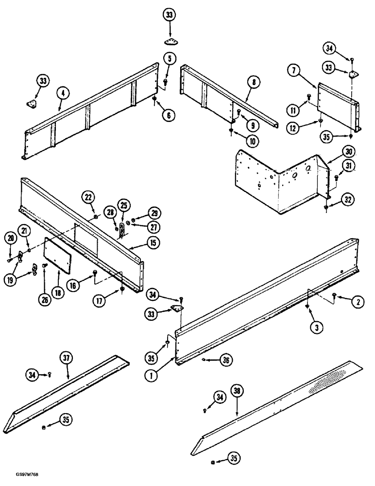 Схема запчастей Case IH 1660 - (9E-04) - GRAIN TANK EXTENSIONS (17) - GRAIN TANK & UNLOADER