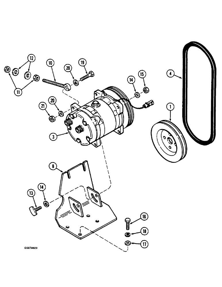 Схема запчастей Case IH 1660 - (9G-60) - HEATER AND AIR CONDITIONER SYSTEM, COMPRESSOR MOUNTING (10) - CAB & AIR CONDITIONING