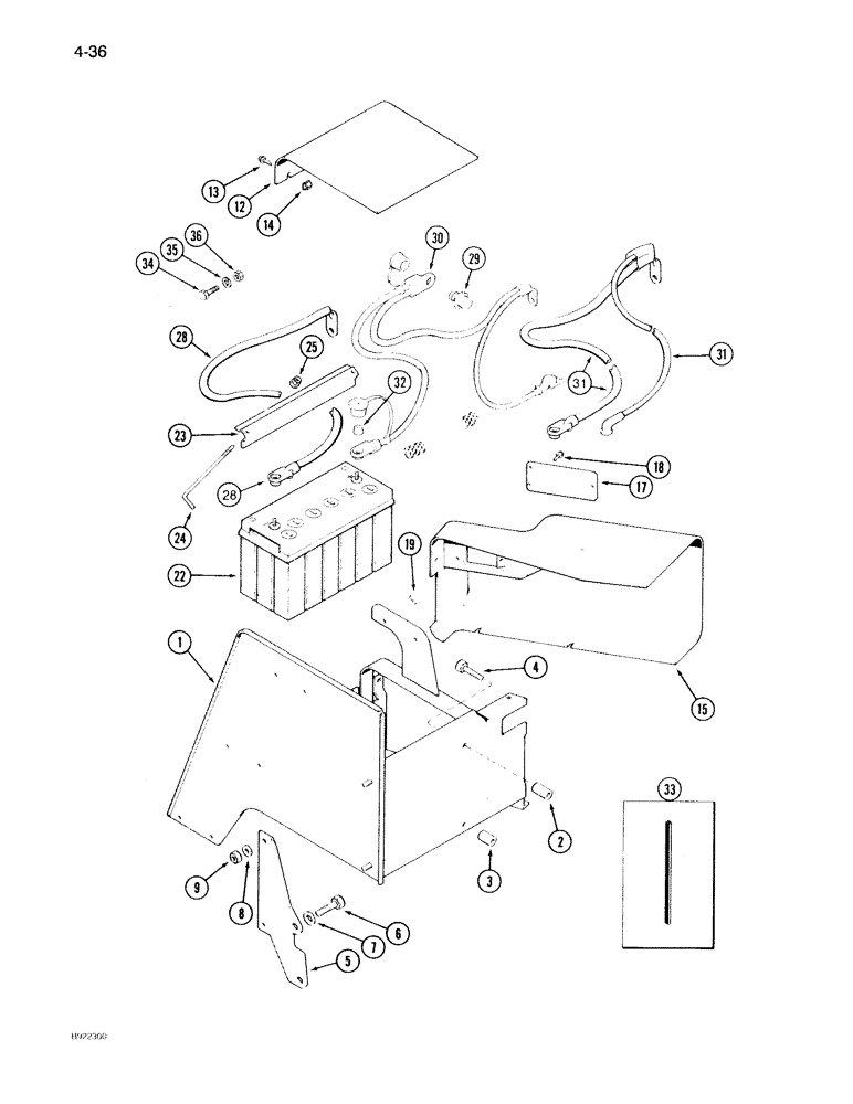 Схема запчастей Case IH 7130 - (4-036) - BATTERY, BATTERY BOX AND CABLES, STUD TYPE CABLES (04) - ELECTRICAL SYSTEMS
