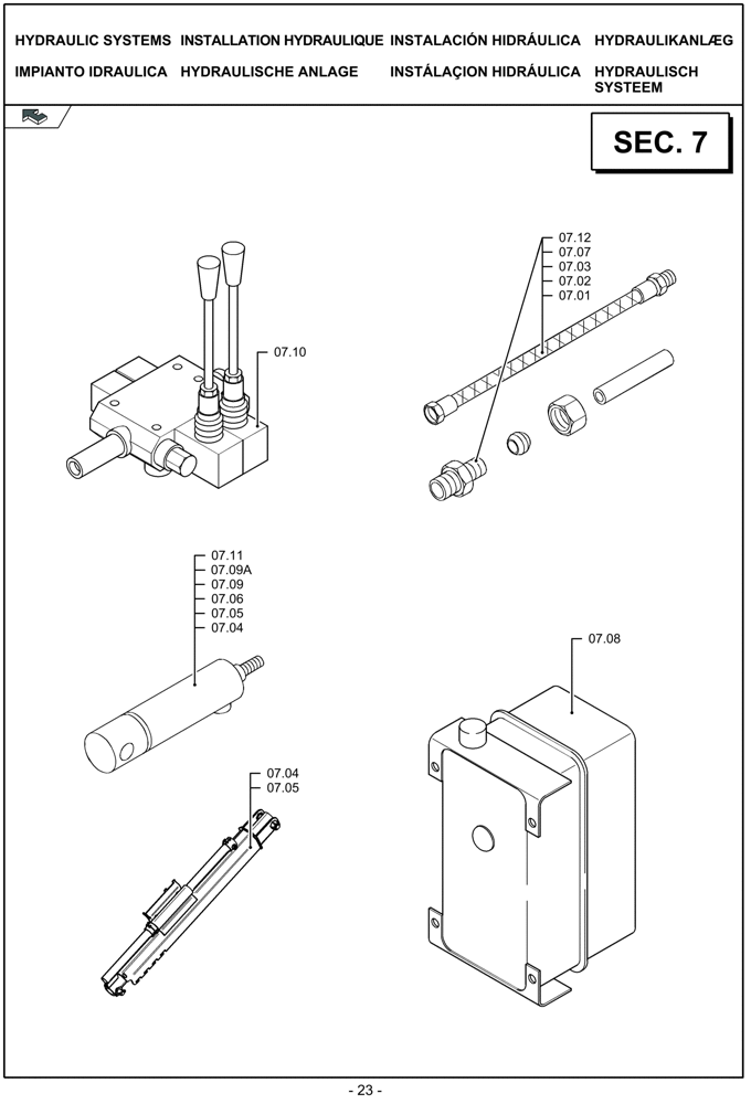 Схема запчастей Case IH LBX332S - (07.00[01]) - PICTORIAL OVERVIEW 1/1 - HYDRAULIC SYSTEM (07) - HYDRAULIC SYSTEM