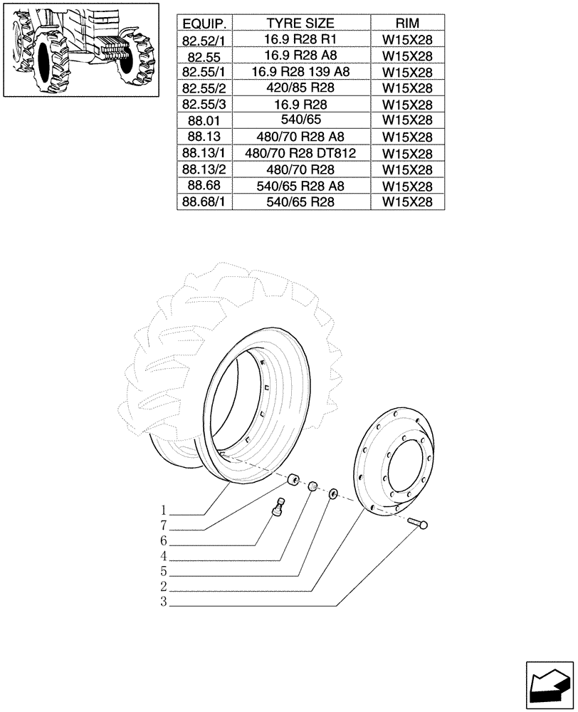 Схема запчастей Case IH PUMA 165 - (82.00[02]) - 4WD DRIVING WHEELS (11) - WHEELS/TRACKS