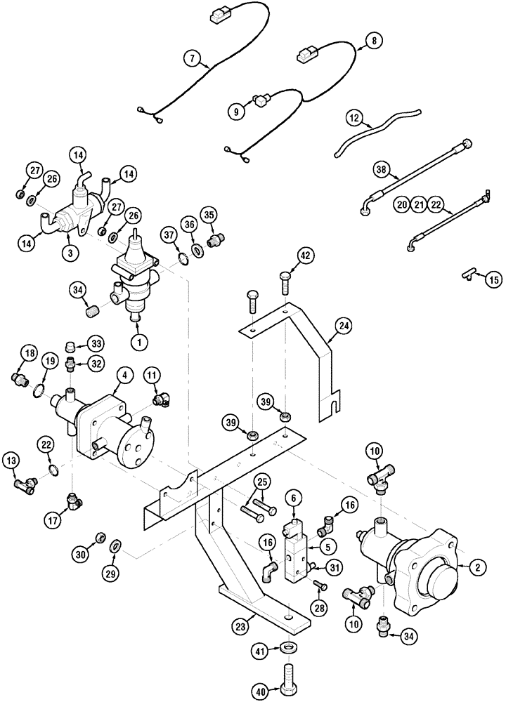 Схема запчастей Case IH MX150 - (07-12) - TRAILER BRAKE - PNEUMATIC PIPING (33) - BRAKES & CONTROLS