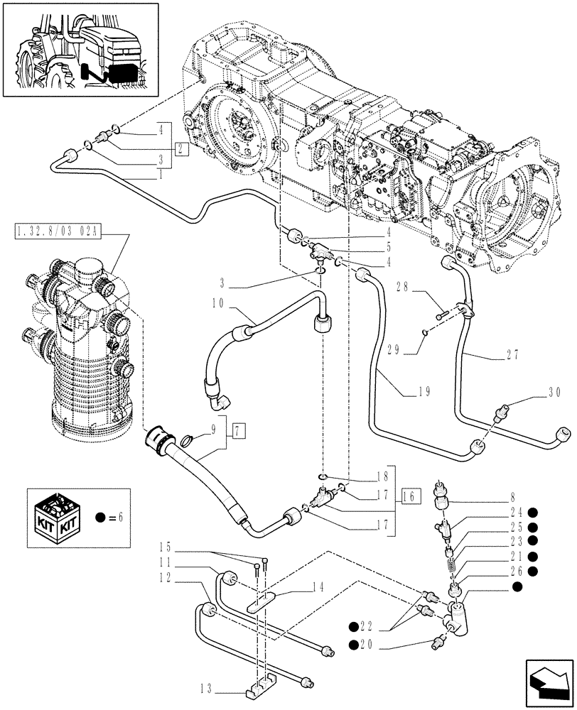 Схема запчастей Case IH MAXXUM 100 - (1.29.7/13[01A]) - 113 L/MIN CCLS PUMP FOR SPS - GEARBOX LUBRICATION PIPING - D6562 - C7070 - (VAR.330835-331836-332836-333836-335836 / 743744) (03) - TRANSMISSION