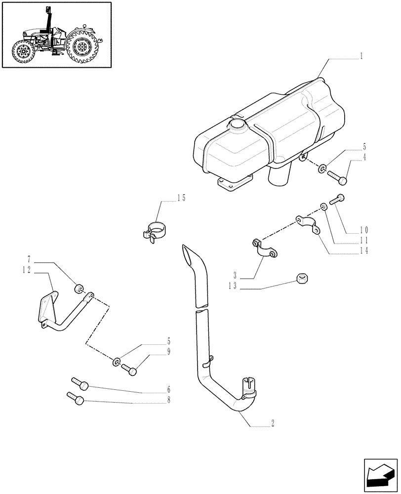 Схема запчастей Case IH JX1085C - (1.15.1[01]) - SILENCER (MUFFLER) (02) - ENGINE EQUIPMENT