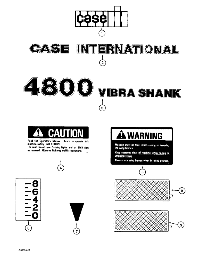 Схема запчастей Case IH 4800 - (9-38) - DECALS (09) - CHASSIS/ATTACHMENTS