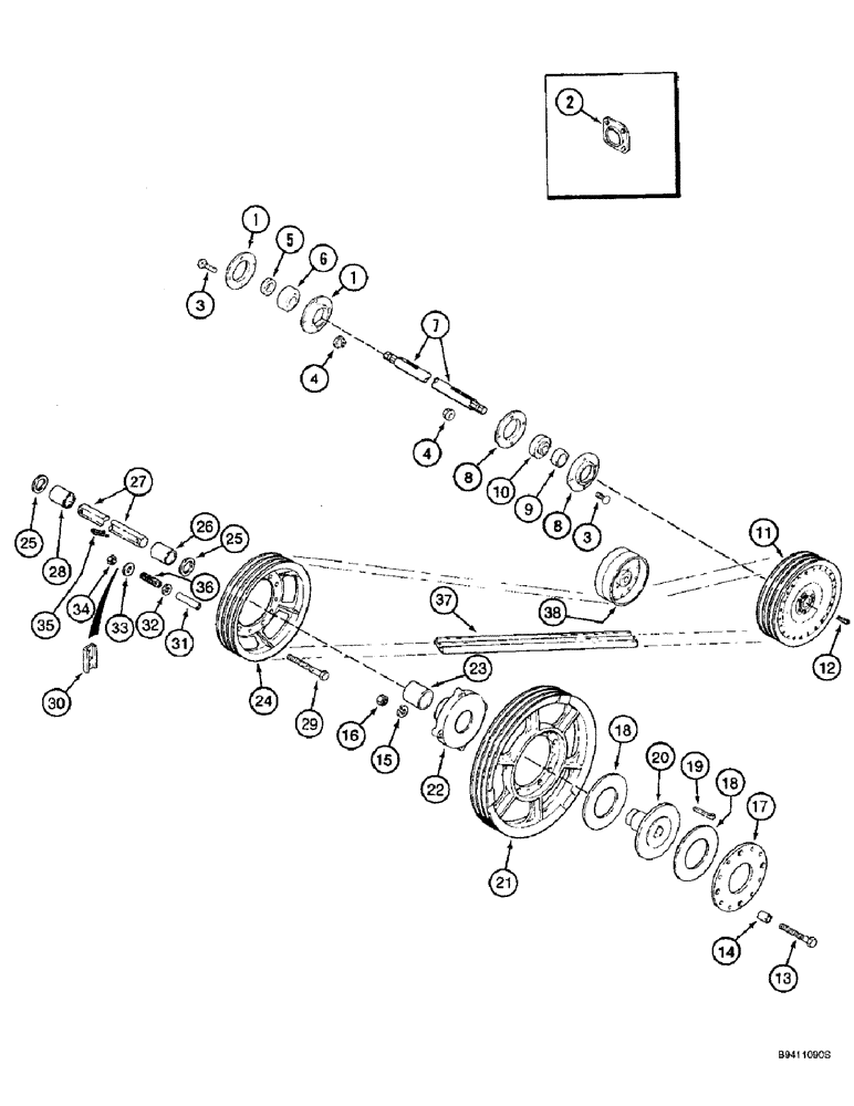 Схема запчастей Case IH 2144 - (9A-26) - FEEDER, JACKSHAFT DRIVE, PRIOR TO COMBINE P.I.N. JJC0173150 (13) - FEEDER
