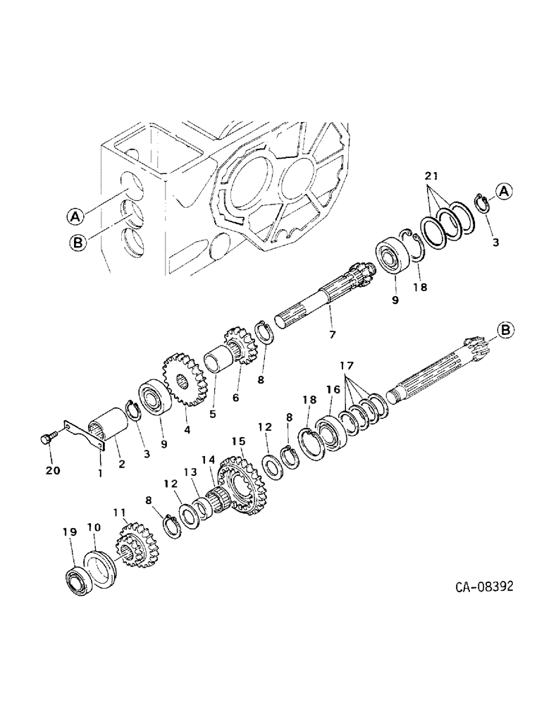 Схема запчастей Case IH 254 - (07-34) - DRIVE TRAIN, RANGE GEARS, CONSTANT MESH GEAR TRANSMISSION, 244 AND 254 (04) - Drive Train