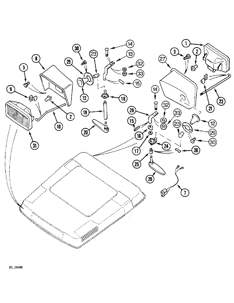 Схема запчастей Case IH 3230 - (4-020) - WORK LIGHTS - INTERNALLY ADJUSTABLE, TRACTOR WITH CAB (04) - ELECTRICAL SYSTEMS