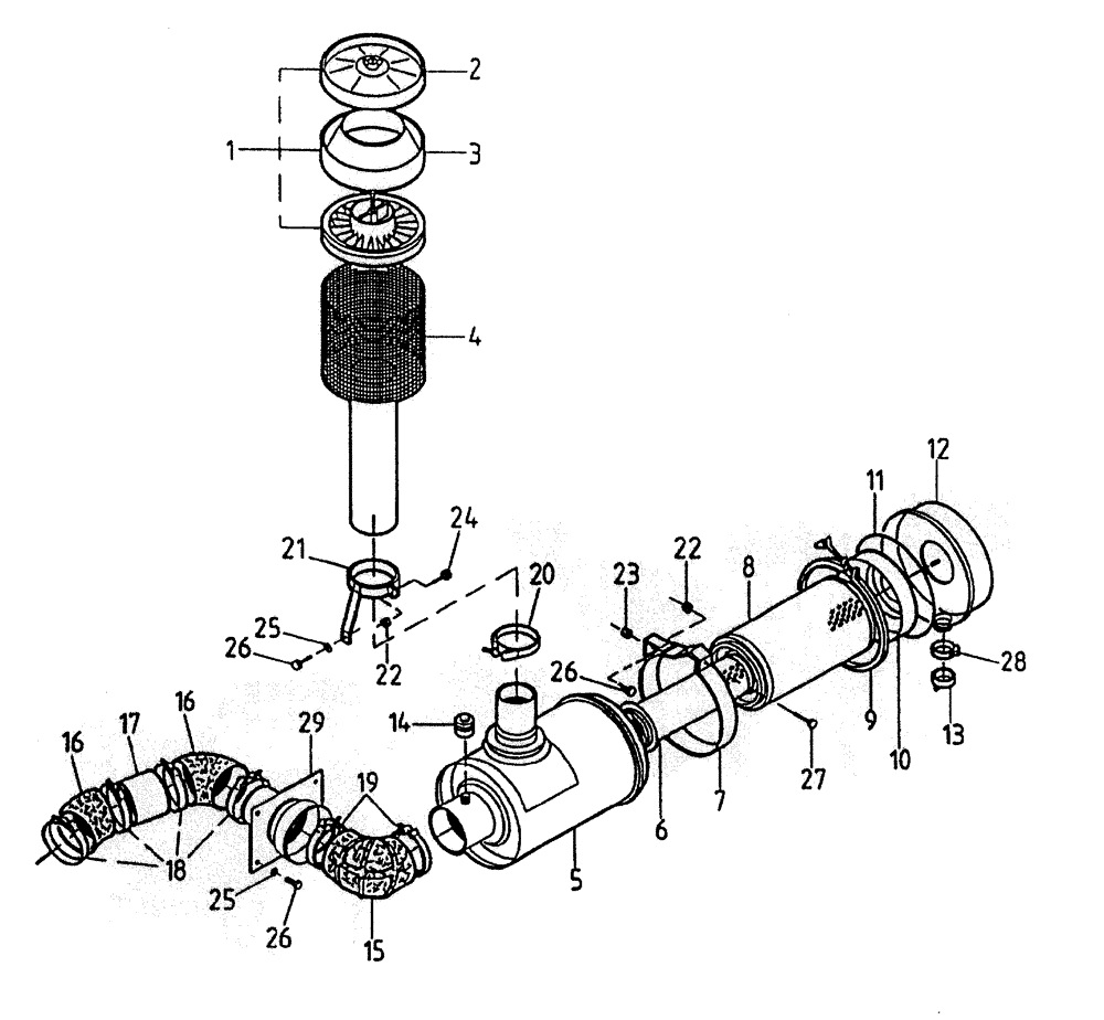 Схема запчастей Case IH 7000 - (C03-15A) - AIR CLEANER (6CT), SERIAL #7908 AND ONWARDS Engine & Engine Attachments