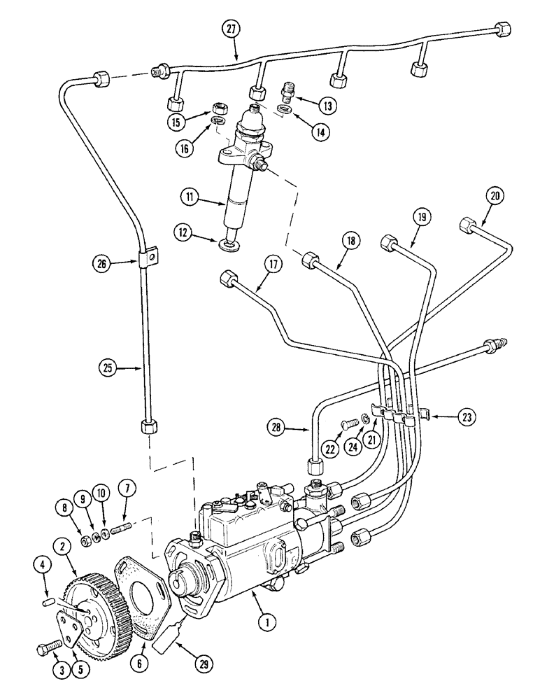 Схема запчастей Case IH 1394 - (3-26) - INJECTION PUMP, INJECTORS AND TUBES (03) - FUEL SYSTEM