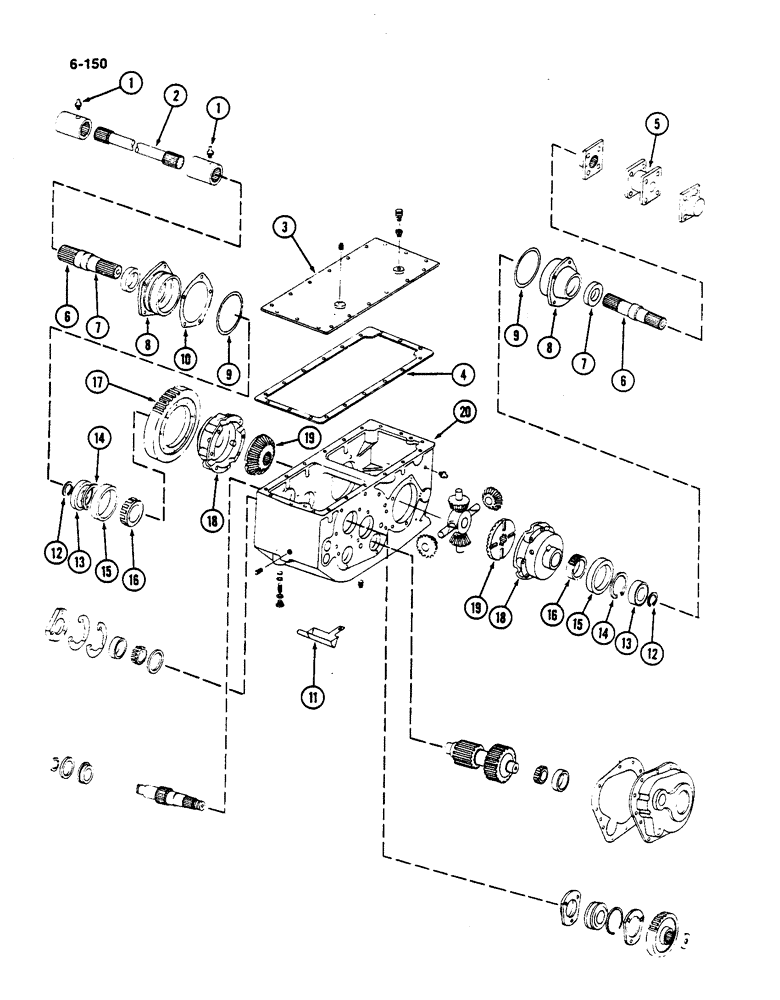 Схема запчастей Case IH 782 - (6-150) - TRANSMISSION TRANSMISSION CASE DIFFERENTIAL SHAFT & TRANSMISSION INTERMEDIATE SHAFT (03) - POWER TRAIN