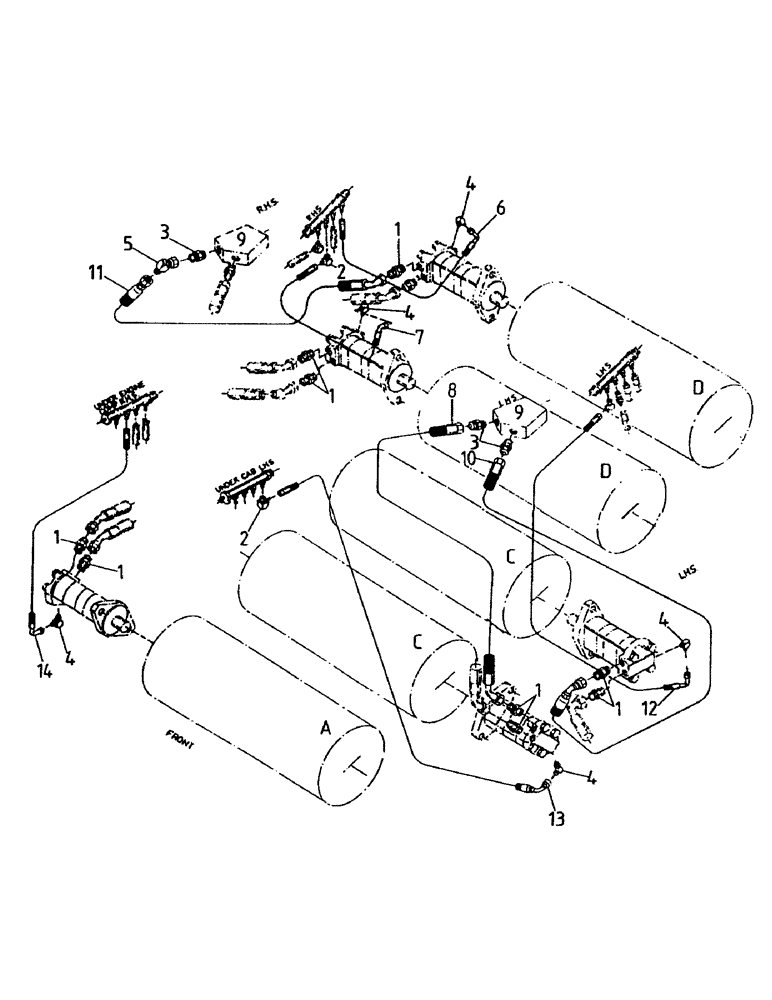 Схема запчастей Case IH 7000 - (B05-60) - HYDRAULIC CIRCUIT, TOP ROLLERS, ROTARY CHOPPER Hydraulic Components & Circuits