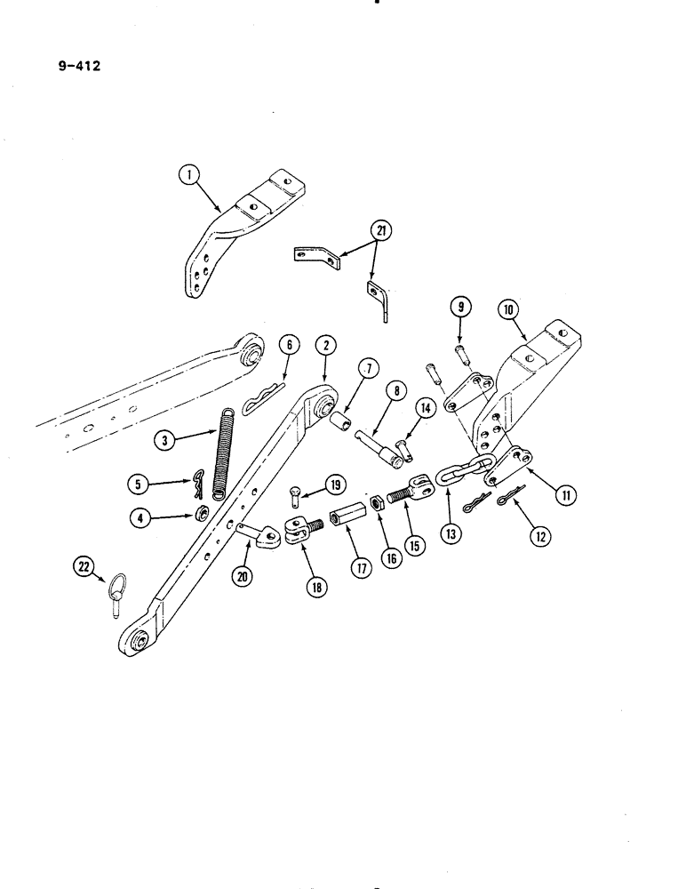 Схема запчастей Case IH 485 - (9-412) - LOWER LINKS, THREE POINT HITCH, WITH OUTSIDE CHECK CHAINS (09) - CHASSIS/ATTACHMENTS