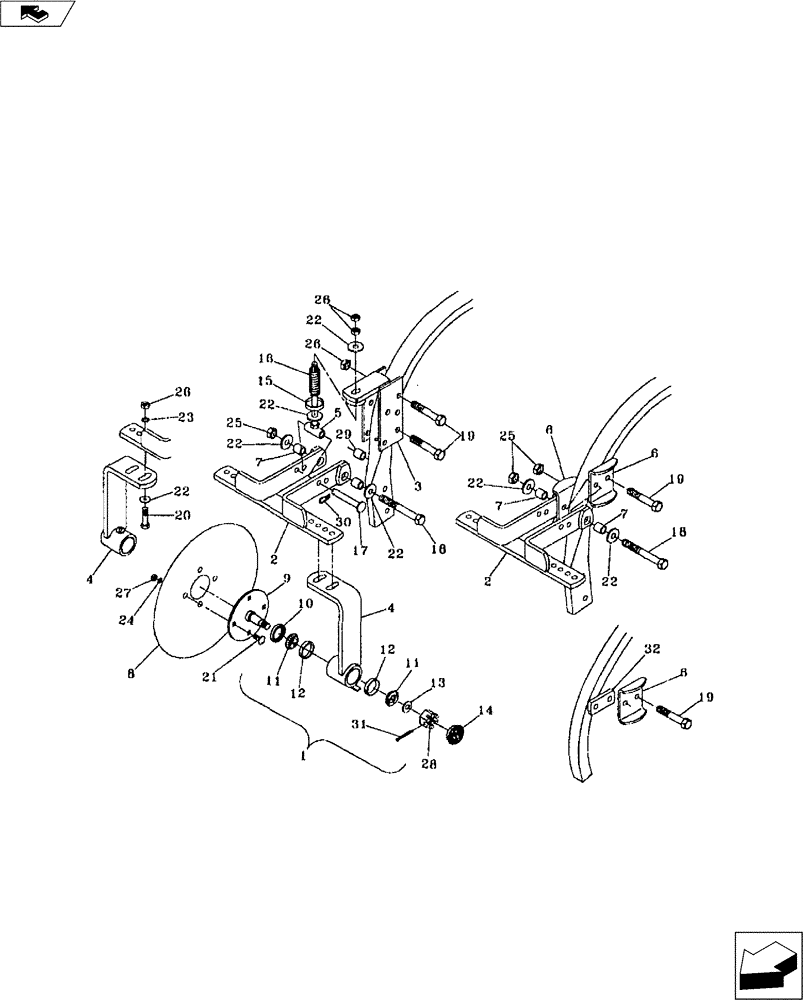Схема запчастей Case IH FERTILIZER - (75.200.11) - REVERSIBLE SPRING DOUBLE DISC SEALER (75) - SOIL PREPARATION