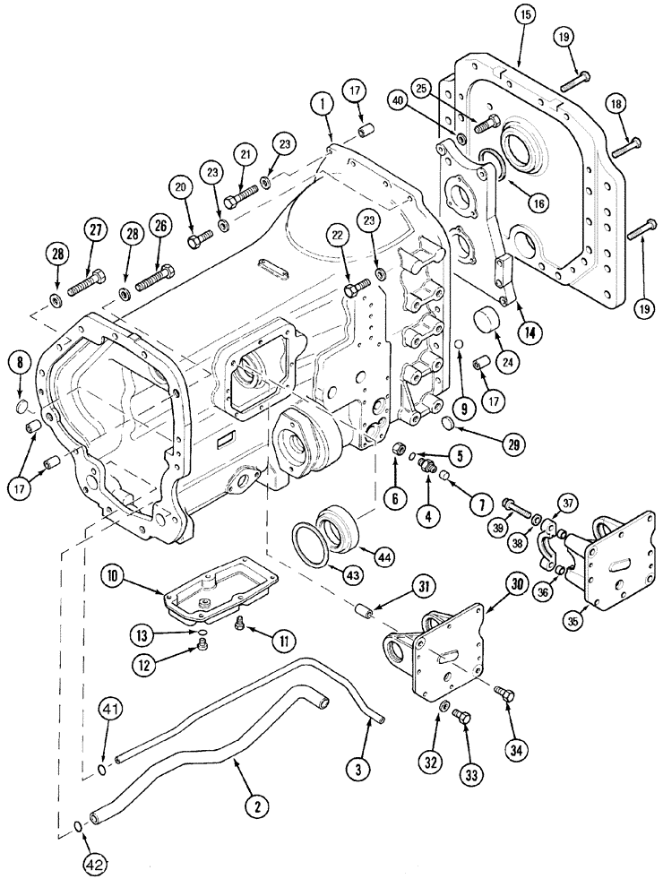 Схема запчастей Case IH MX135 - (06-01) - TRANSMISSION - HOUSING AND BEARING CARRIER (06) - POWER TRAIN