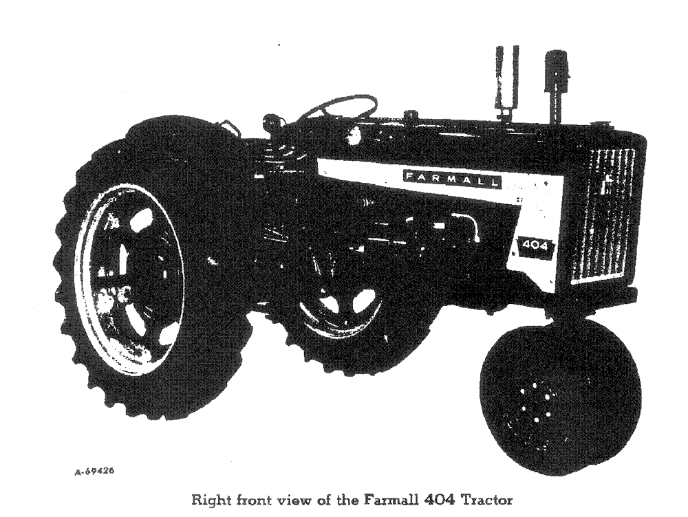 Схема запчастей Case IH 404 - (007) - RIGHT FRONT VIEW OF THE FARMALL 404 TRACTOR (00) - GENERAL