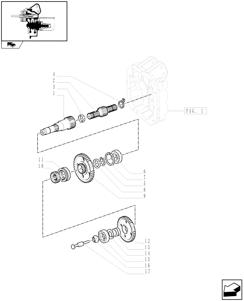 Схема запчастей Case IH PUMA 140 - (1.80.1/01[02]) - POWER TAKE-OFF 540/100 RPM REVERSABLE SHAFT - SHAFT AND GEARS (VAR.330800) (07) - HYDRAULIC SYSTEM