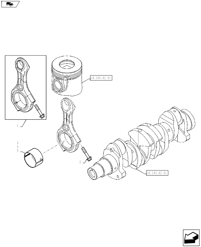 Схема запчастей Case IH FARMALL 65A - (10.105.03[01]) - CONNECTING ROD (10) - ENGINE