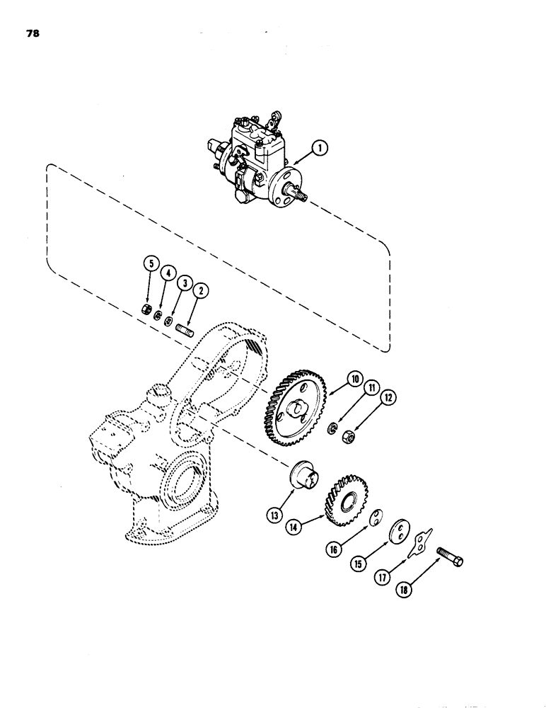 Схема запчастей Case IH 1835 - (078) - FUEL INJECTION PUMP DRIVE, 188 DIESEL ENGINE (03) - FUEL SYSTEM