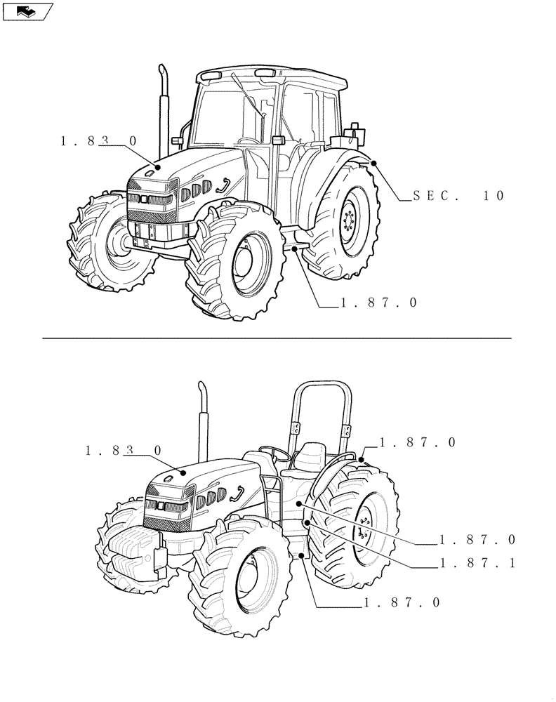 Схема запчастей Case IH FARMALL 105U - (SEC. 08) - SHEET METAL (00) - GENERAL