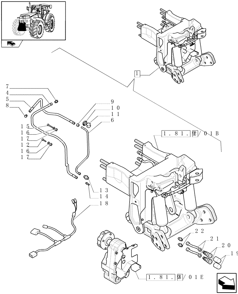 Схема запчастей Case IH PUMA 165 - (1.81.9/03A) - FRONT HPL WITH PTO WITH AUX. COUPLERS - BREAKDOWN (07) - HYDRAULIC SYSTEM