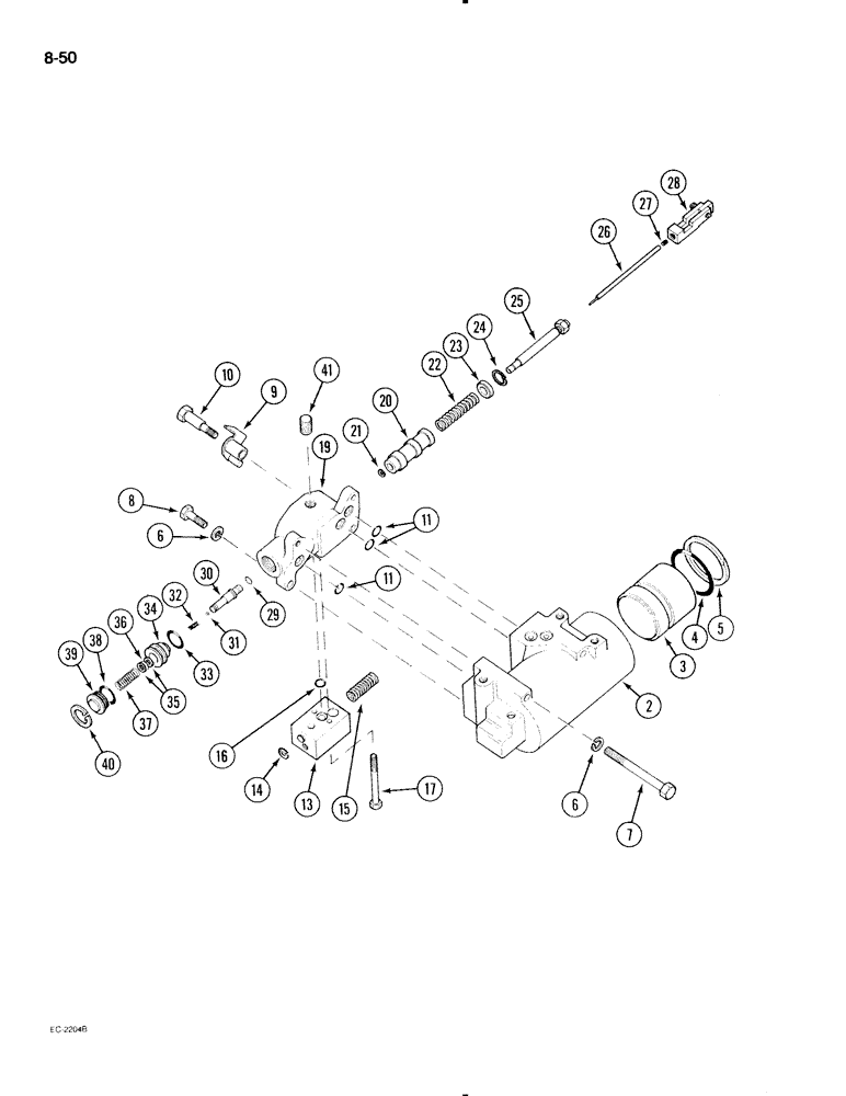 Схема запчастей Case IH 595 - (8-50) - DRAFT CONTROL, CYLINDER AND VALVE ASSEMBLY (08) - HYDRAULICS