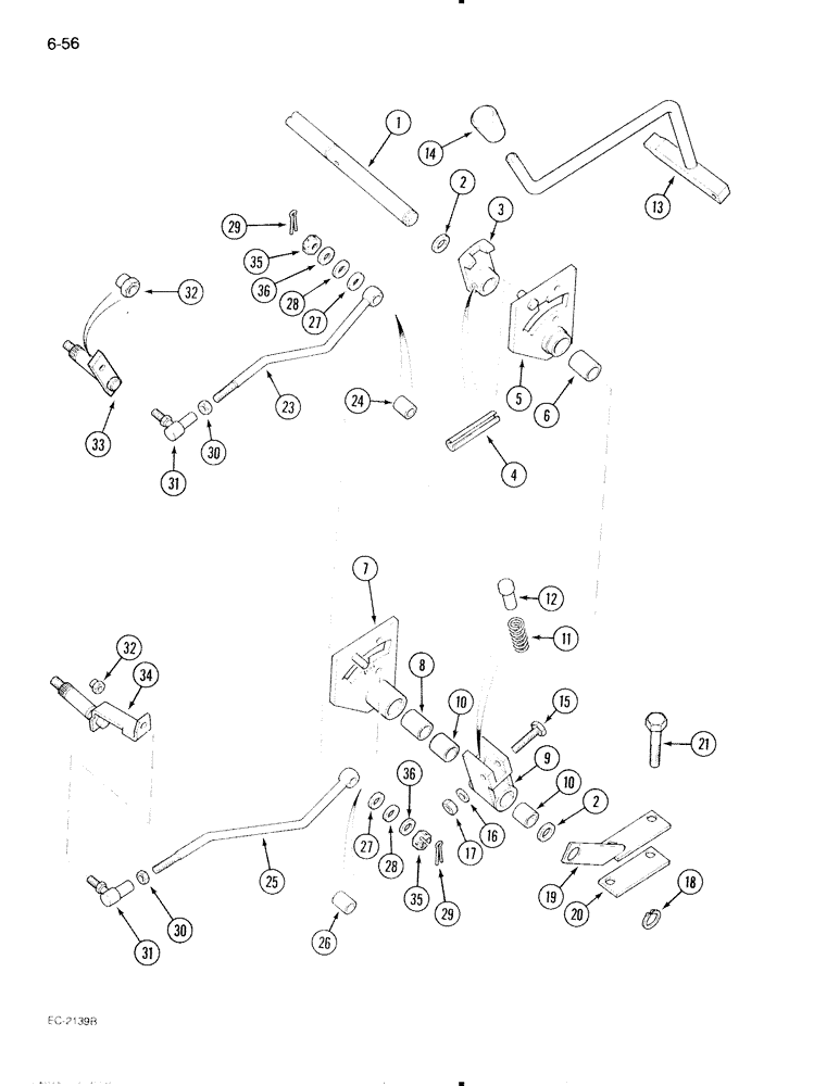 Схема запчастей Case IH 695 - (6-056) - TRANSMISSION RANGE SHIFT CONTROL, TRACTOR WITHOUT CAB (06) - POWER TRAIN