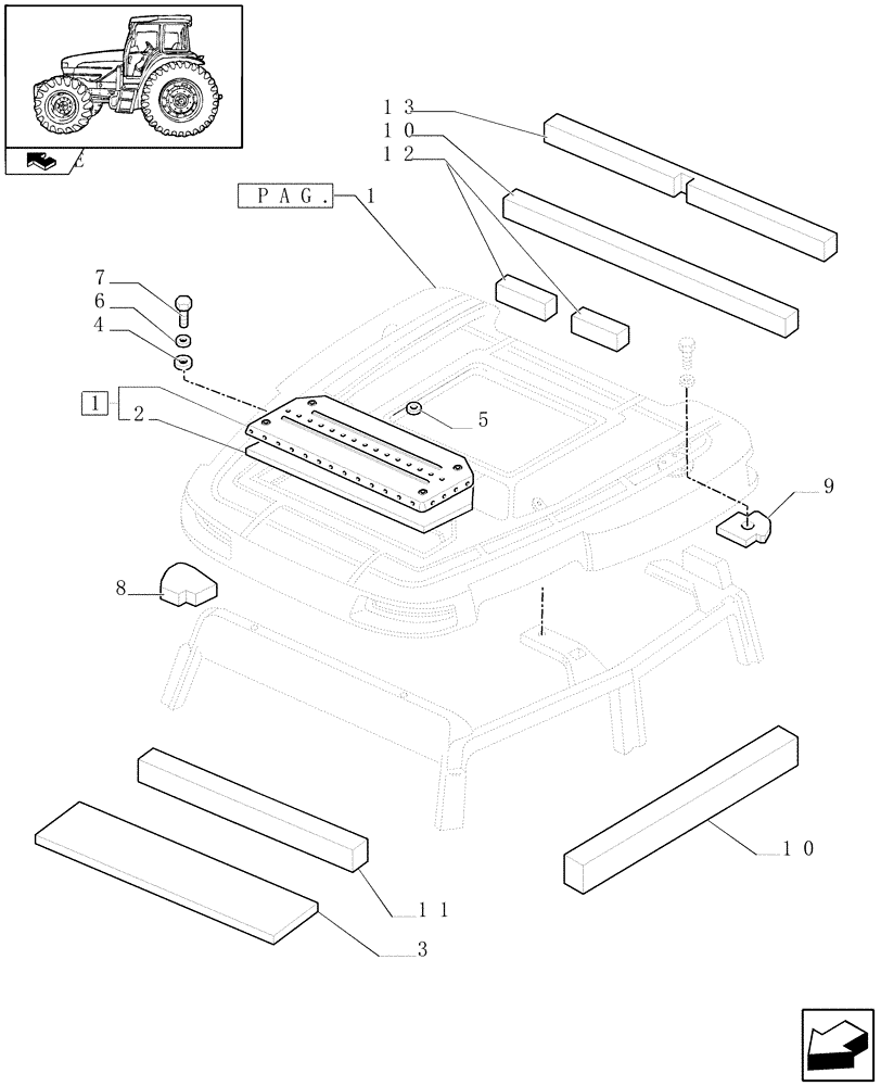 Схема запчастей Case IH FARMALL 95U - (1.94.0[02A]) - CAB WITH ESCAPE HATCH - HATCH - W/CAB - D6500 (10) - OPERATORS PLATFORM/CAB
