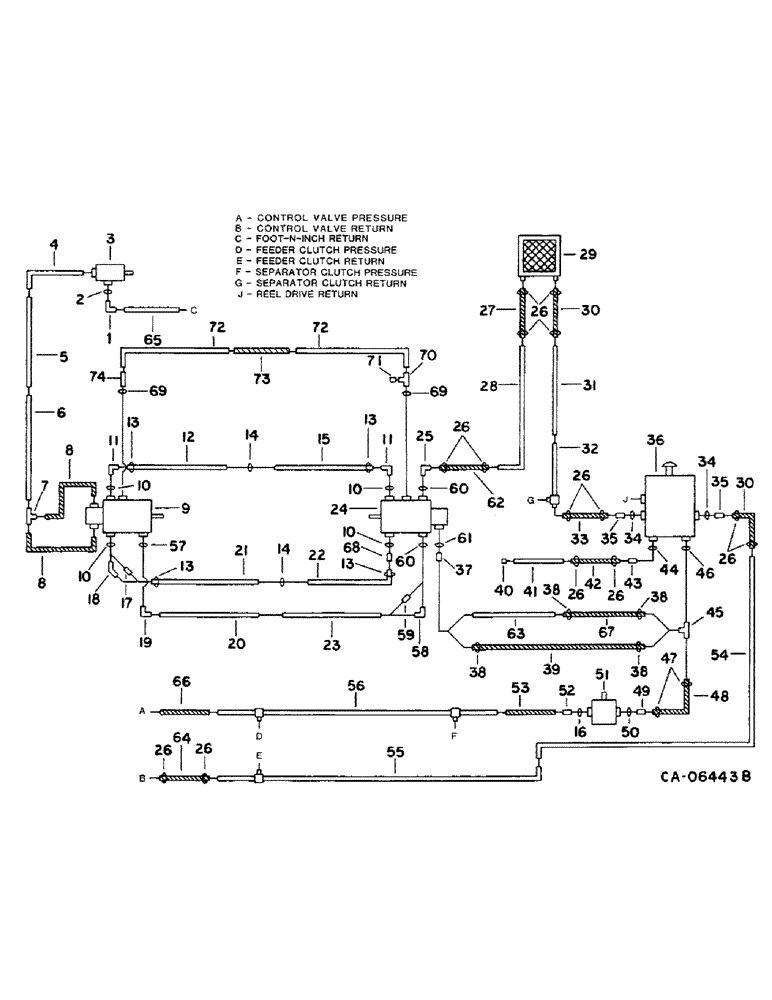 Схема запчастей Case IH 1460 - (10-06) - HYDRAULICS, HYDROSTATIC MOTOR, PUMP AND HEADER LIFT DIAGRAM, S/N 22001 AND ABOVE (07) - HYDRAULICS