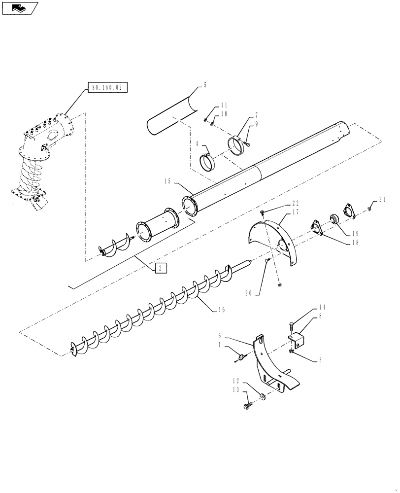 Схема запчастей Case IH 9230 - (80.180.06) - UNLOADING TUBE, EXTENDED, HC (80) - CROP STORAGE/UNLOADING