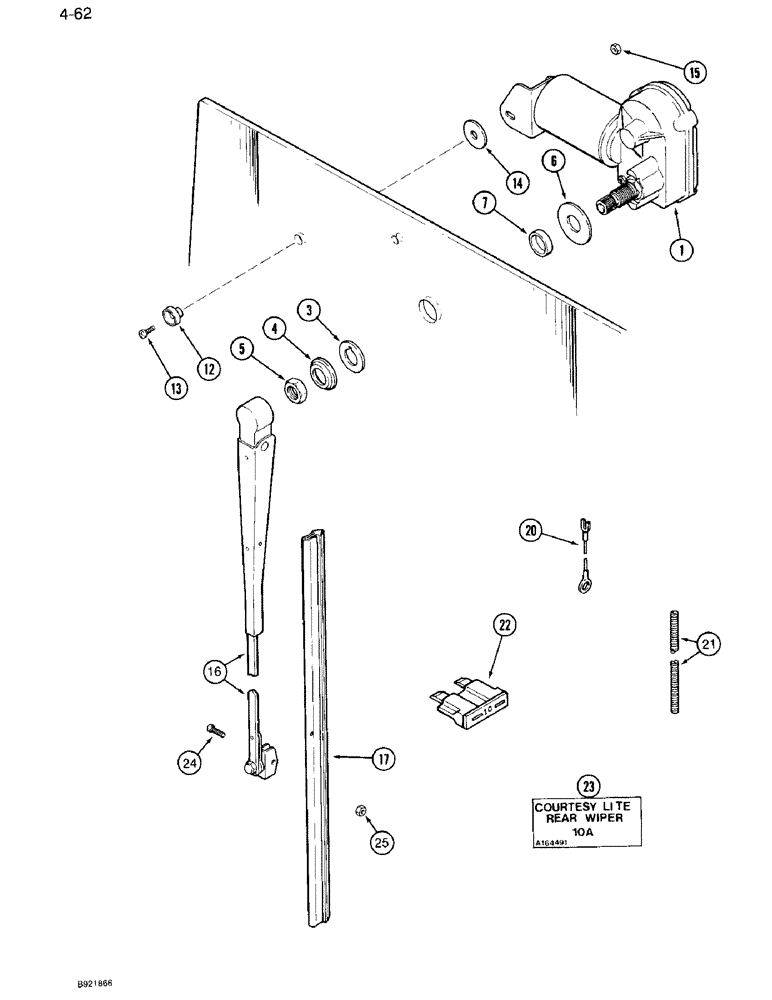 Схема запчастей Case IH 7120 - (4-62) - REAR WINDOW WIPER (04) - ELECTRICAL SYSTEMS