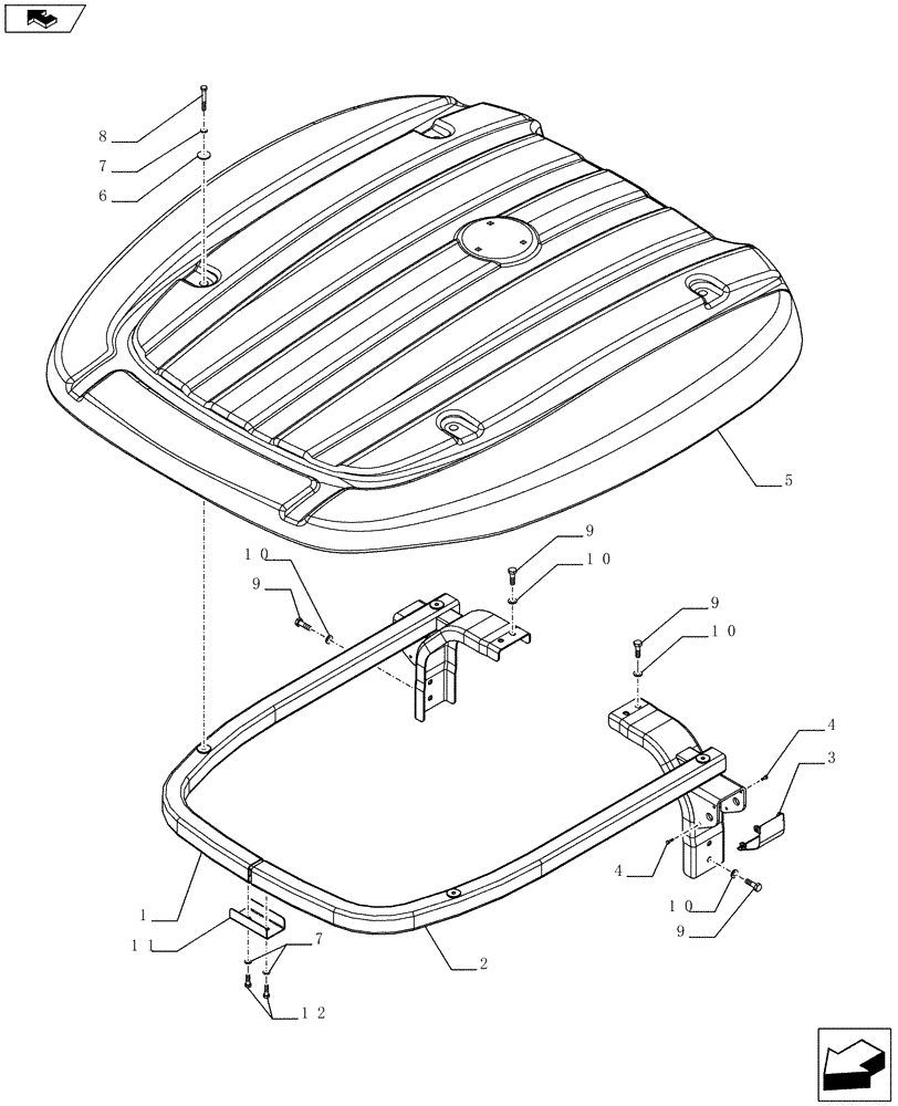Схема запчастей Case IH FARMALL 75C - (90.114.08) - FOLDING ROPS CANOPY - ISO (VAR.332857) (90) - PLATFORM, CAB, BODYWORK AND DECALS