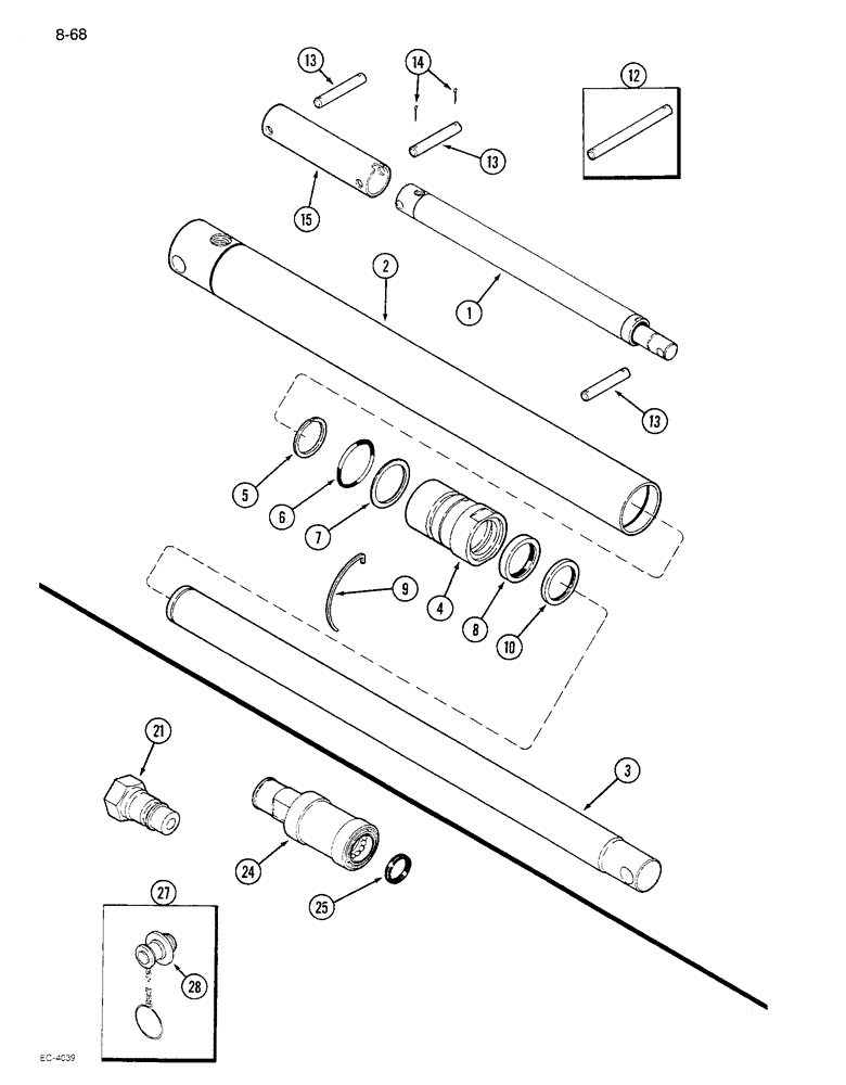 Схема запчастей Case IH 1680 - (8-068) - HEADER LIFT CYLINDER ASSEMBLY (07) - HYDRAULICS
