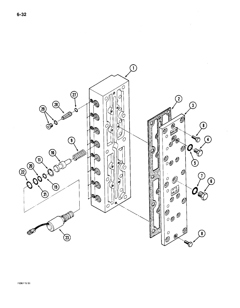 Схема запчастей Case IH 9150 - (6-032) - TRANSMISSION, RANGE SELECTOR VALVE, WITH STEEL ENCASED SOLENOID COILS (06) - POWER TRAIN