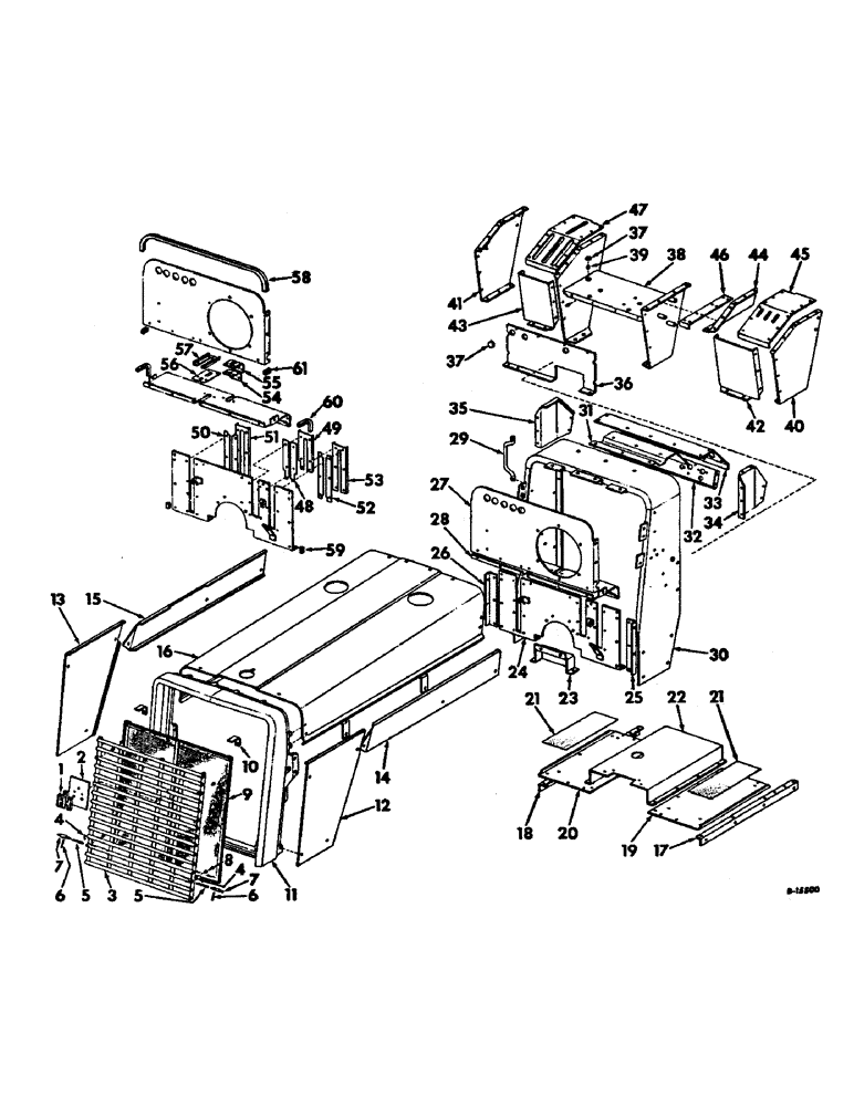 Схема запчастей Case IH 4156 - (A-06) - CHASSIS, RADIATOR & SHEET METAL, HOOD, GRILLE, STEERING SUPPORT, FLOOR PLATES, CONSOLE & INST. PANEL Chassis, Radiator & Sheet Metal
