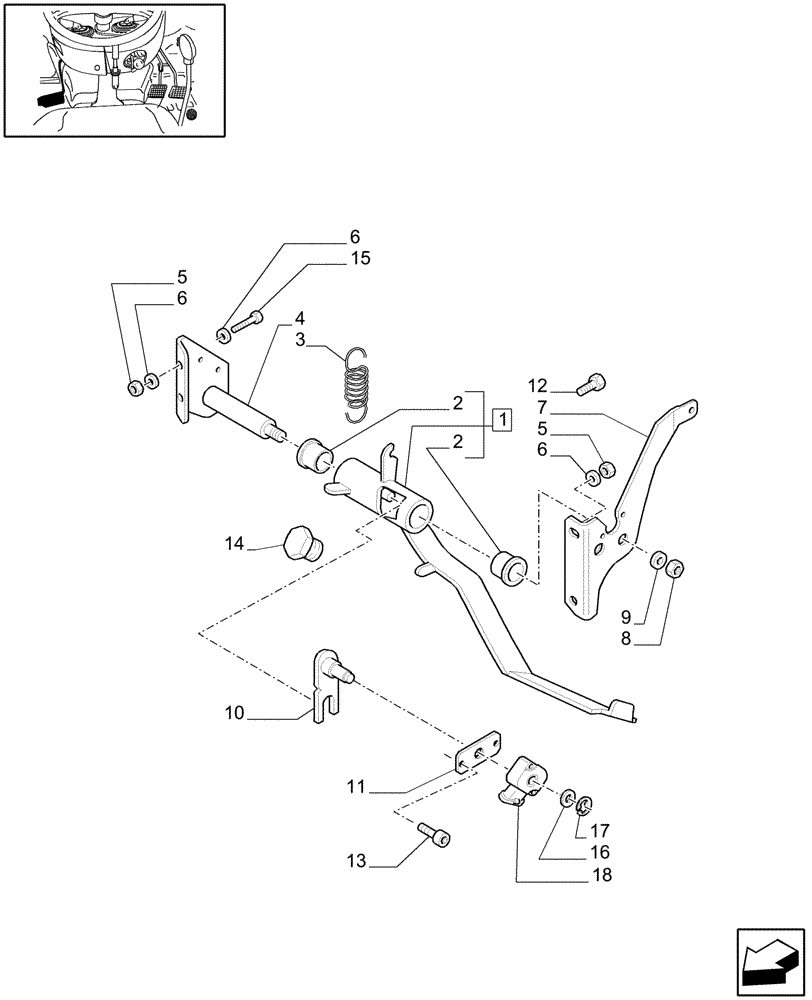 Схема запчастей Case IH JX1085C - (1.92.26/04) - (VAR.270) DUAL COMM. (2 SPS) 32X16 (30KM/H)W.HEAT EXCH. & ADJ.COLUMN-CLUTCH ENGAG.BRACKET & PEDAL (10) - OPERATORS PLATFORM/CAB