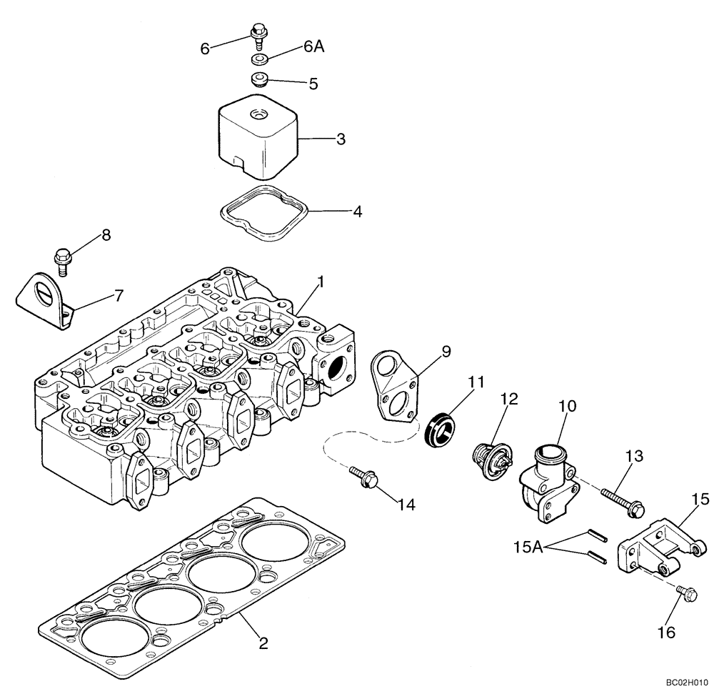 Схема запчастей Case IH 85XT - (02-12) - CYLINDER HEAD COVER - THERMOSTAT AND HOUSING (02) - ENGINE