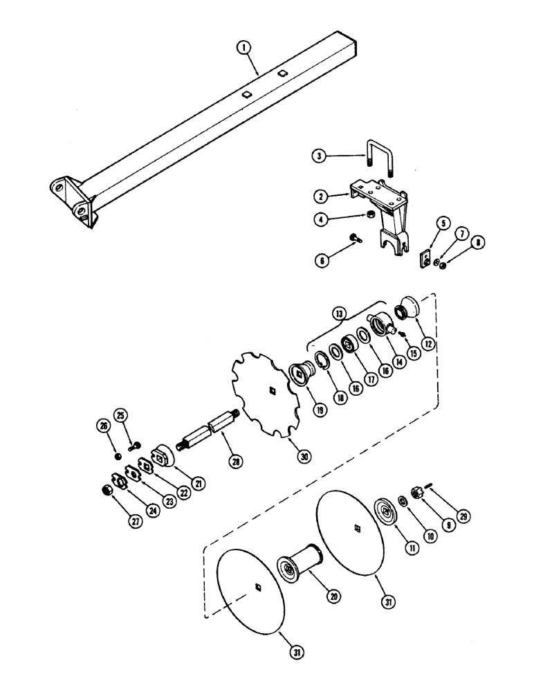 Схема запчастей Case IH E30 - (048) - REAR LEFT WING GANG, 9 INCH (228.6 MM) SPACING, MODEL 9-324 