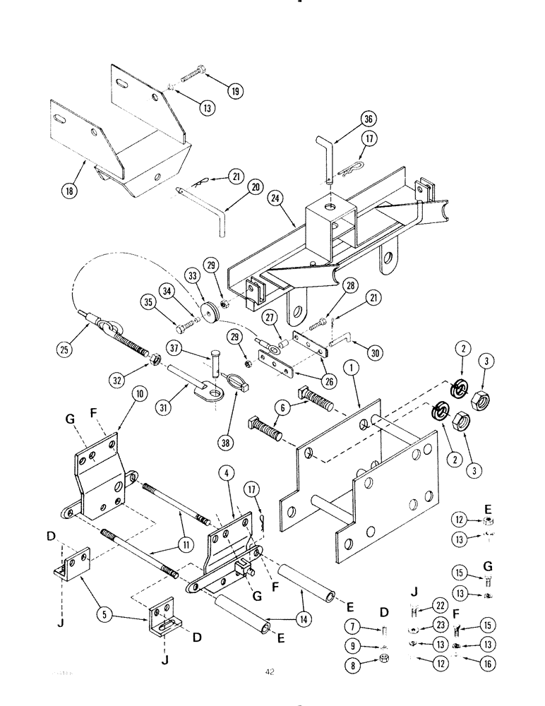 Схема запчастей Case IH 72MS - (42) - LIFT AND MOUNTING BRACKETS, 245 AND 255 TRACTORS 