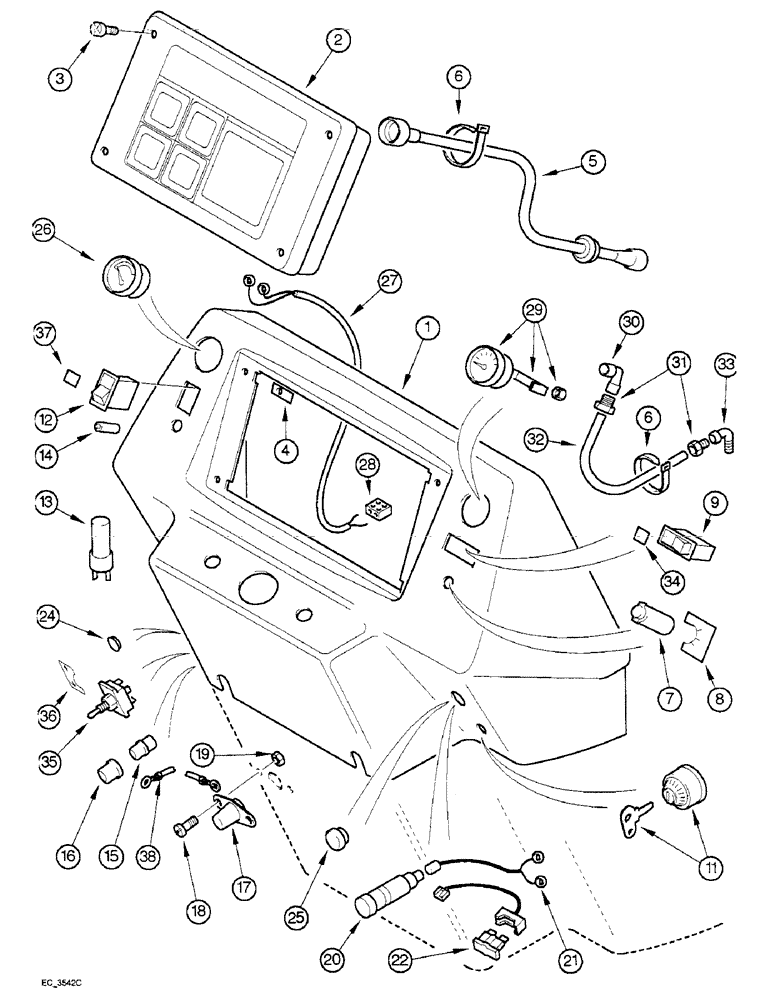 Схема запчастей Case IH 3230 - (4-024) - INSTRUMENTS AND SWITCHES, WITH VOLTMETER AND OIL PRESSURE GAUGE (04) - ELECTRICAL SYSTEMS