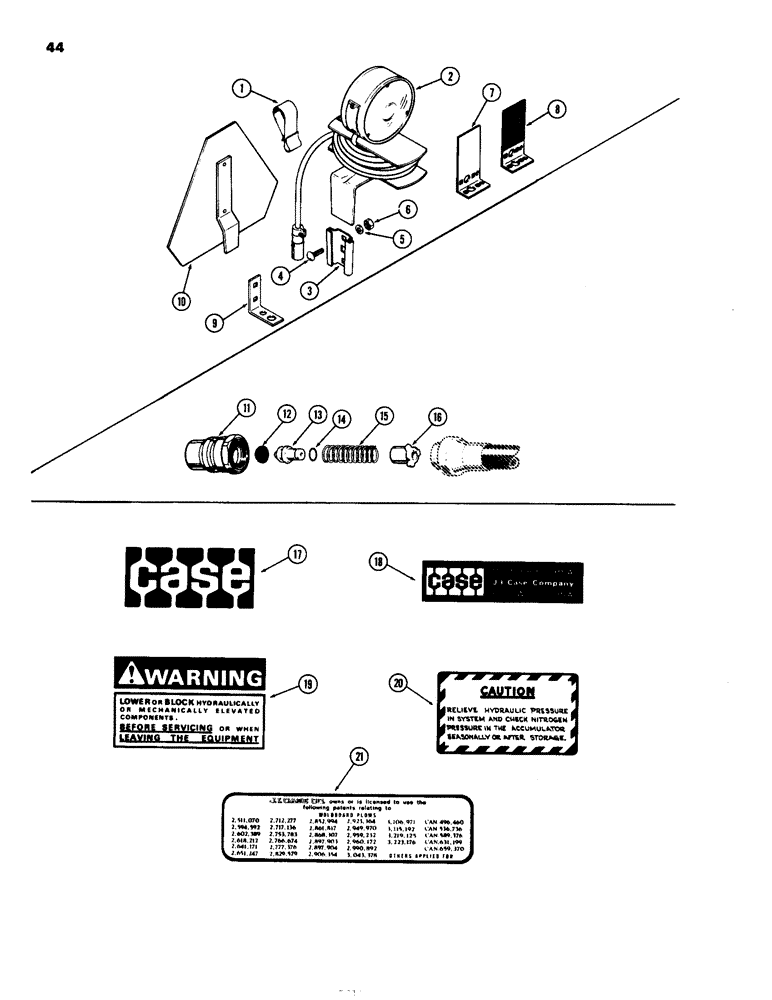 Схема запчастей Case IH 8300-SERIES - (44) - WARNING LAMP-REFLECTORS AND SLOW MOVING VEHICLE EMBLEM 