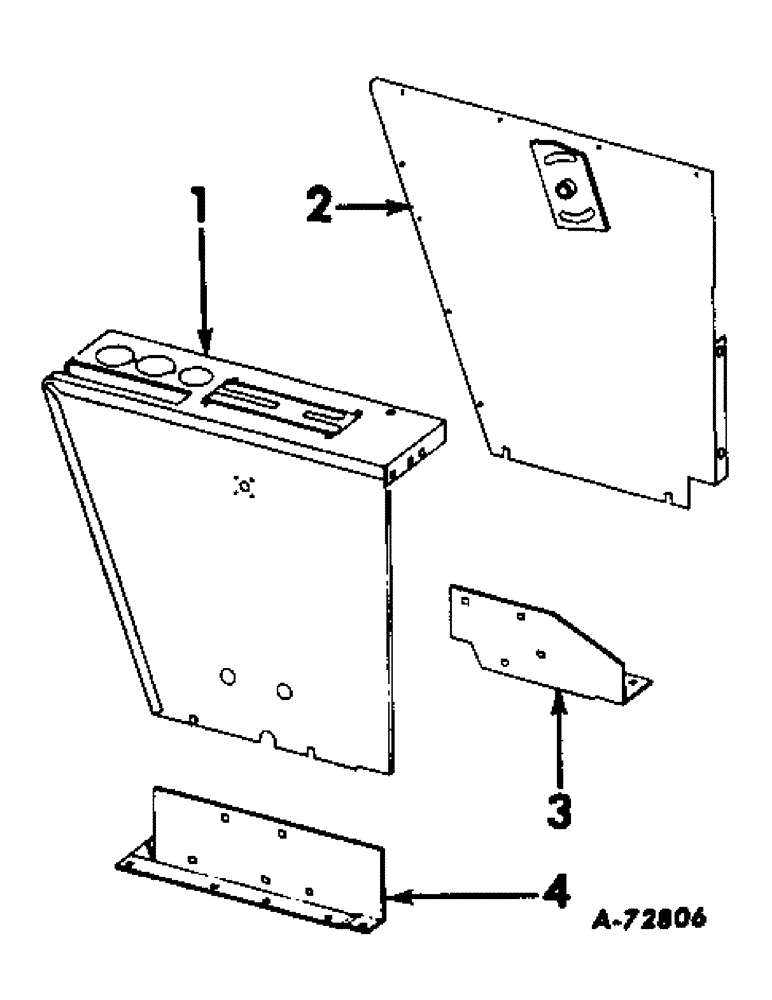 Схема запчастей Case IH 403 - (098) - OPERATORS LEVER SHROUD, SERIAL NO. 7223 AND BELOW (90) - PLATFORM, CAB, BODYWORK AND DECALS