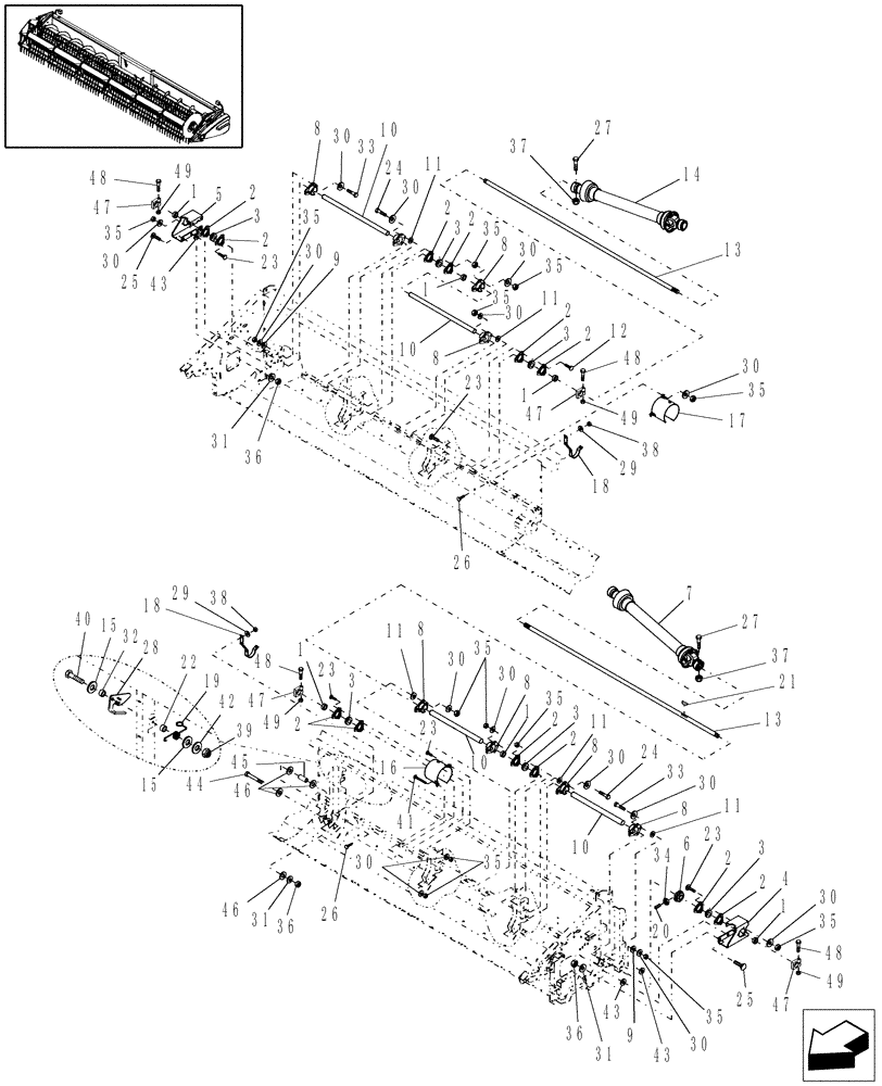 Схема запчастей Case IH 2020 - (20.03.03[2]) - MAIN SHAFT, 2010/2020, 35 FT & [30 FT, PIN CBJ020205 AND AFTER] (58) - ATTACHMENTS/HEADERS