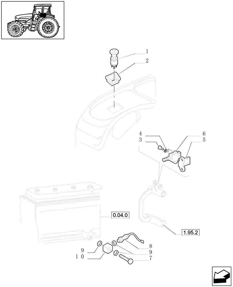 Схема запчастей Case IH JX1090U - (1.75.0) - ELECTRIC CONTROLS - PTO SWITCH (06) - ELECTRICAL SYSTEMS