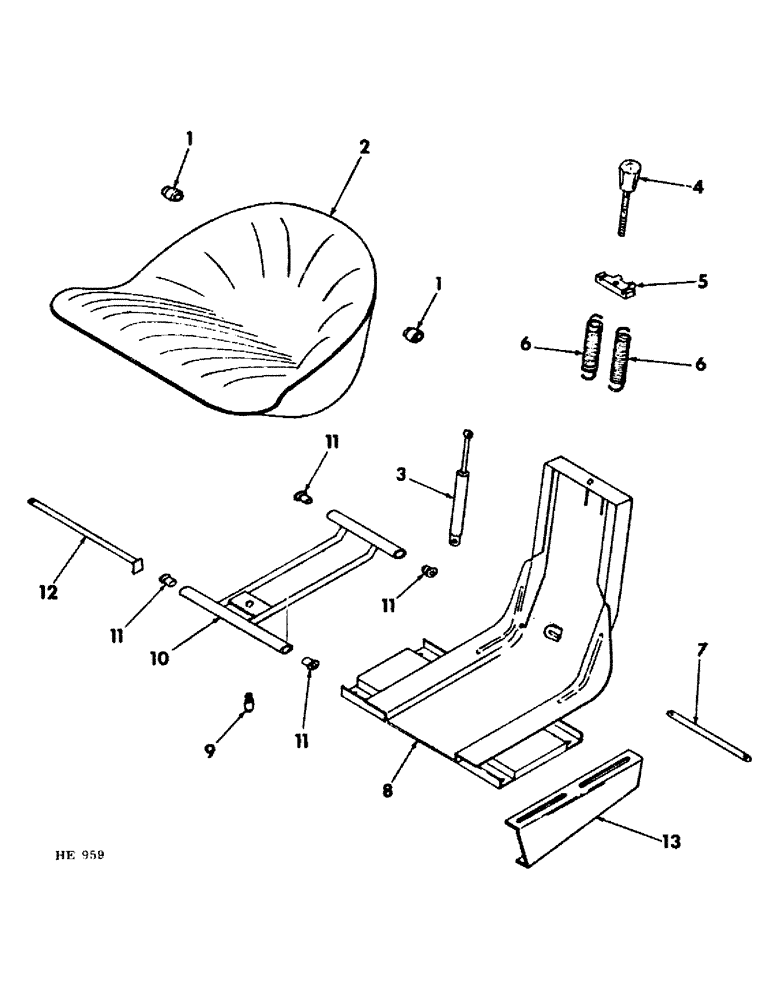 Схема запчастей Case IH 225 - (M-6) - SEAT, OPERATORS PLATFORM AND MISCELLANEOUS, OPERATORS SEAT, WILLBALD GRAMMER, 1970 SEASON ONLY (10) - OPERATORS PLATFORM