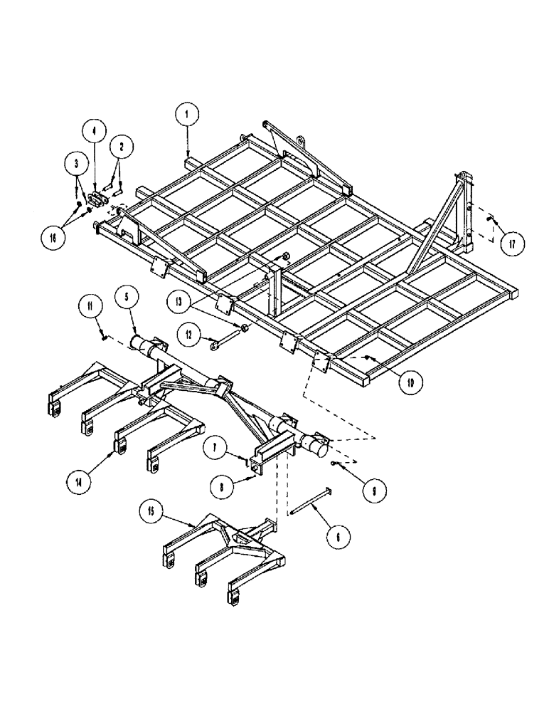 Схема запчастей Case IH CONCORD - (B12) - WING FRAME WITH ROCKSHAFT AND WHEEL GANGS, 3710 THREE RANK, 4010 THREE AND FOUR RANK 